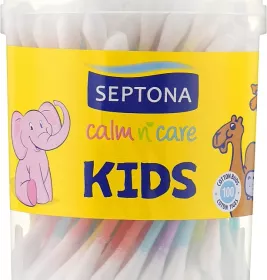 *Ватные палочки SEPTONA KIDS в круглой банке №100