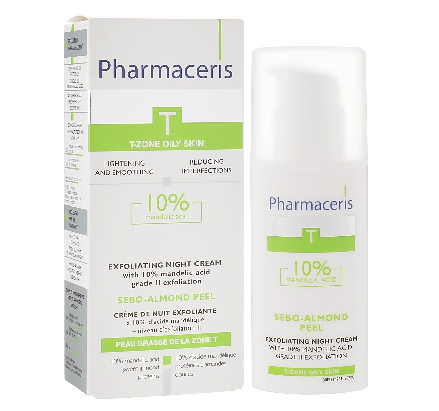 *Крем-пілінг Pharmaceris T Sebo-Almond-Peel з 10%  мигдальною кислотою нічний 50мл