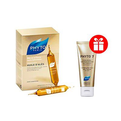 *Набір Phyto Зволоження та Блиск волосся (Олія Алеса 5*10мл + Фіто 7 крем 50мл)